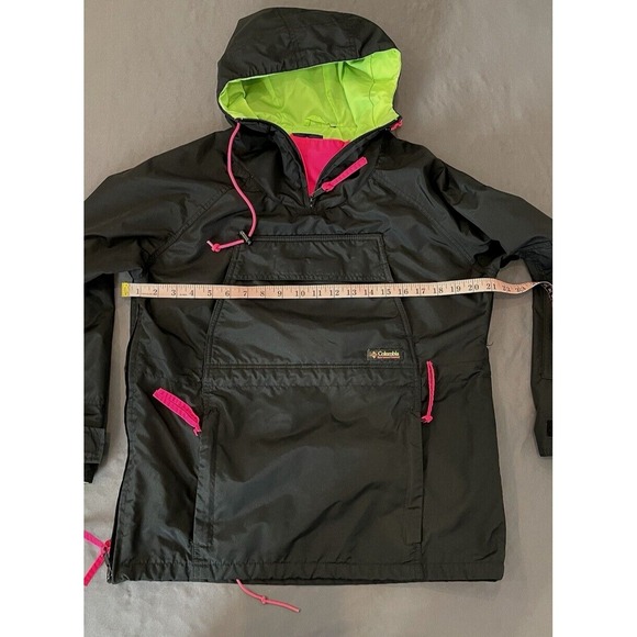 Vintage Columbia Jacket Mens Small Black Pink Green Bugaboo 90s Windbreaker - Picture 14 of 15